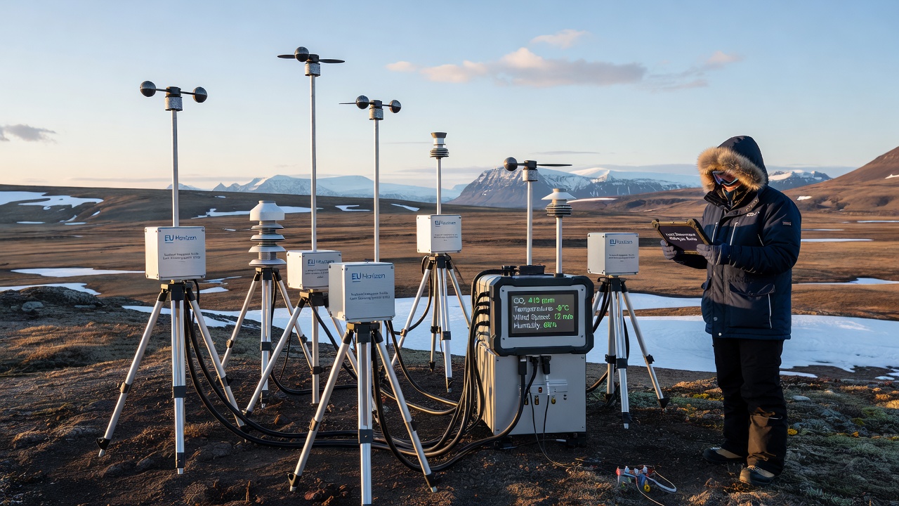 Researchers review historical logs alongside digital readouts from Svalbard monitoring stations during a collaborative session